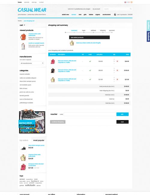 Prestheme CasualWear - Fashion Prestashop Theme - Shopping Cart